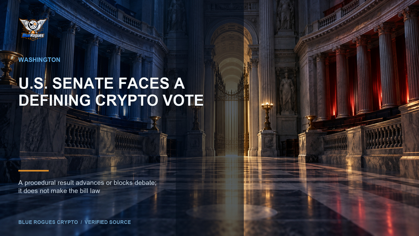 Senate Sets CLARITY Act Cloture Vote for September 15 — Blue Rogues Crypto editorial artwork