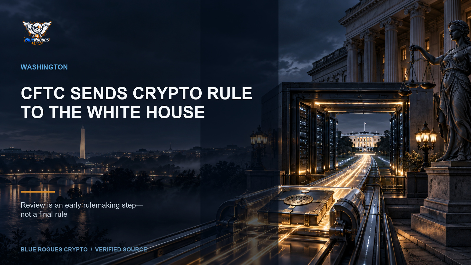 CFTC Sends a Crypto Rulemaking Proposal to the White House — Blue Rogues Crypto editorial artwork